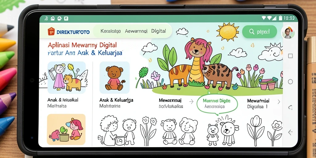 Antarmuka aplikasi Mewarnai Digital DIREKTURTOTO yang interaktif dan menyenangkan.