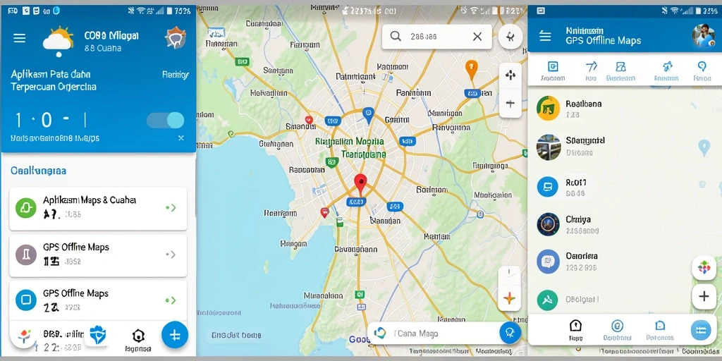 Tampilan antarmuka FO8 yang sederhana dan informatif untuk GPS Offline Maps.