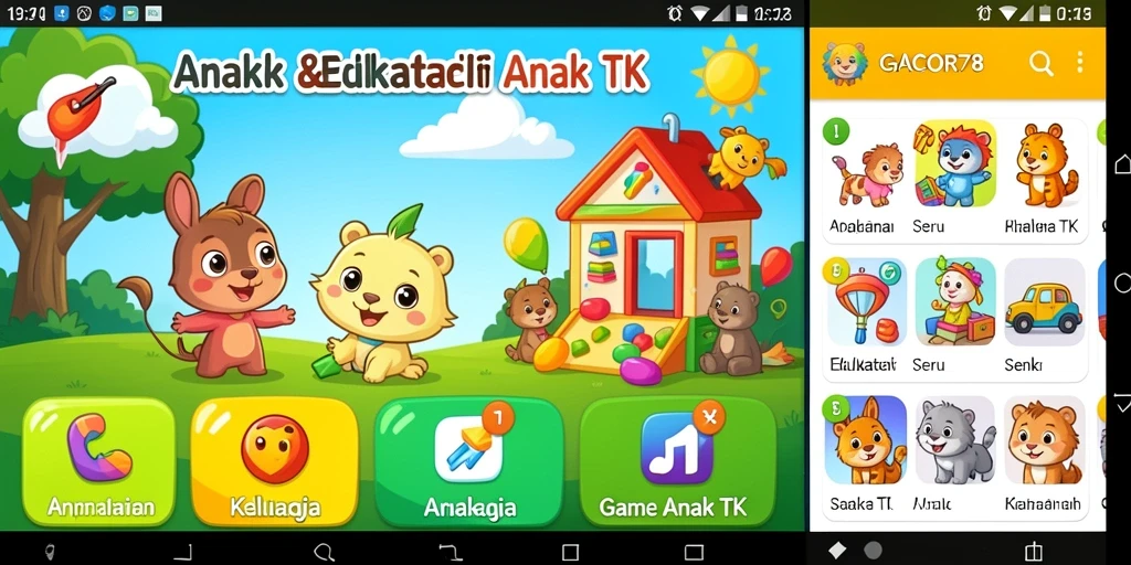 Tampilan utama GACOR78 dengan interface ceria dan permainan edukatif menarik.